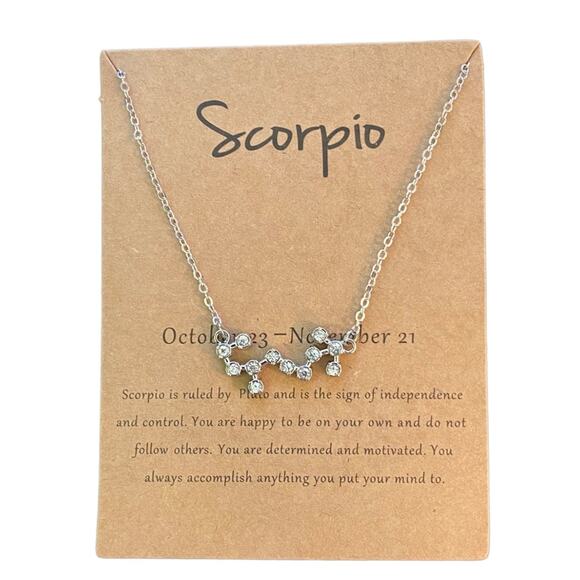 Scorpio Silver Bling Astrological Sign Necklace - Picture 1 of 1